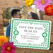 Prachtige  Papel Picado Foto Green Wedding Save The Date