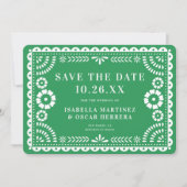 Prachtige  Papel Picado Foto Green Wedding Save The Date (Voorkant)