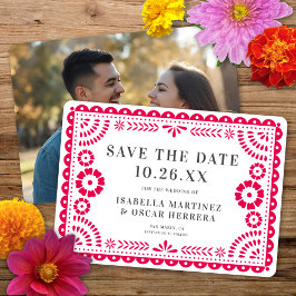Prachtige  Papel Picado Foto Roze bruiloft Save The Date