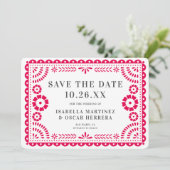 Prachtige  Papel Picado Foto Roze bruiloft Save The Date (Staand voorkant)