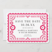 Prachtige  Papel Picado Foto Roze bruiloft Save The Date (Voorkant)