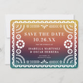 Prachtige Papel Picado Foto Sunset Ombré bruiloft Save The Date (Voorkant)