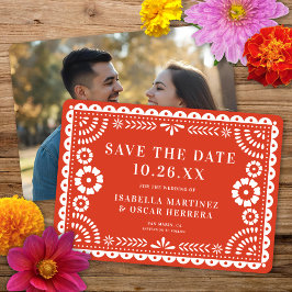 Prachtige Papel Picado Foto Warm Red Wedding Save The Date