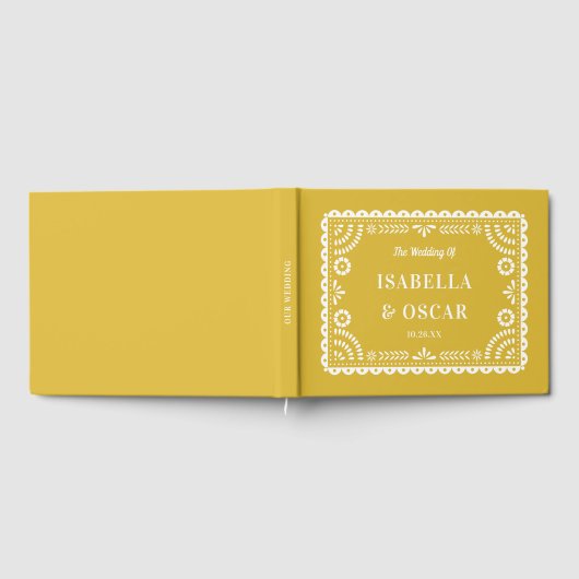 Prachtige  Papel Picado gele bruiloft Gastenboek (Volledig)