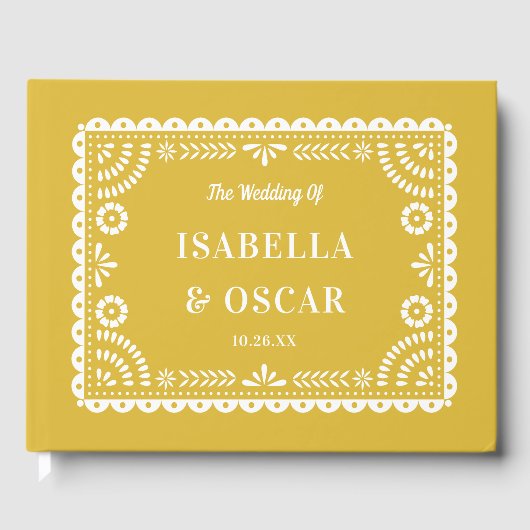 Prachtige  Papel Picado gele bruiloft Gastenboek (Voorkant)