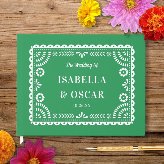 Prachtige  Papel Picado Green Wedding Gastenboek