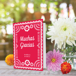 Prachtige  Papel Picado Hot Pink Wedding Bedankkaart