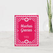 Prachtige  Papel Picado Hot Pink Wedding Bedankkaart (Voorkant)