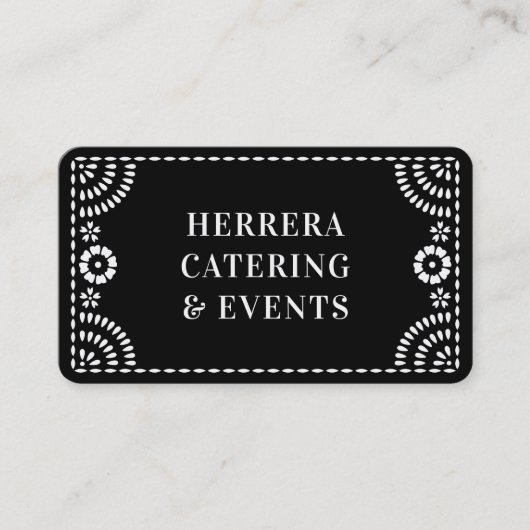 Prachtige  Papel Picado Lijst Zwart Wit Visitekaartje (Voorkant)