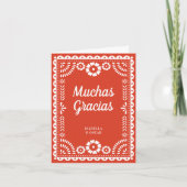 Prachtige  Papel Picado Warm Red Wedding Bedankkaart (Voorkant)