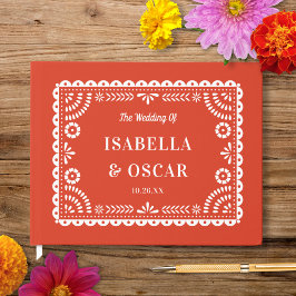 Prachtige  Papel Picado Warm Red Wedding Gastenboek