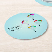 Prachtige parachutes - jouw naam over parasitaire  ronde kartonnen onderzetter (Gebogen)