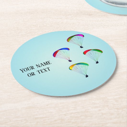 Prachtige parachutes - jouw naam over parasitaire ronde kartonnen onderzetter (Gebogen)