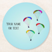 Prachtige parachutes - jouw naam over parasitaire ronde kartonnen onderzetter (Voorkant)