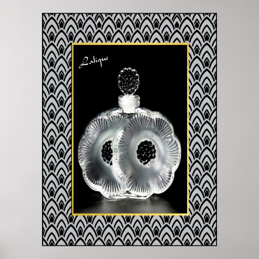 Prachtige  parfumeflesje met Lalique Poster (Voorkant)