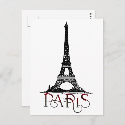 Prachtige Parijs, Eiffel Tower Grunge Briefkaart (Voorkant / Achterkant)