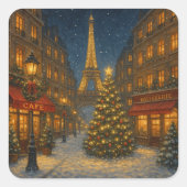 Prachtige Parijse kerststraten Vierkante Sticker (Voorkant)