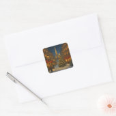 Prachtige Parijse kerststraten Vierkante Sticker (Envelop)