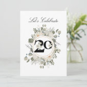 Prachtige pasta Floral 20e JUBILEUM Kaart (Staand voorkant)