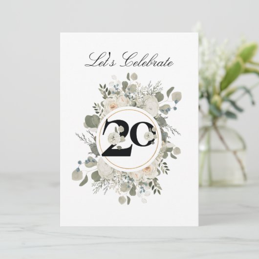 Prachtige pasta Floral 20e JUBILEUM Kaart (Staand voorkant)