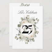 Prachtige pasta Floral 25e JUBILEUM Kaart (Voorkant / Achterkant)