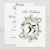 Prachtige pasta Floral 35e JUBILEUM Kaart (Voorkant / Achterkant)