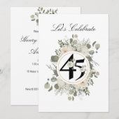 Prachtige pasta Floral 45e JUBILEUM Kaart (Voorkant / Achterkant)