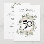 Prachtige pasta Floral 50ste JUBILEUM Kaart (Voorkant / Achterkant)