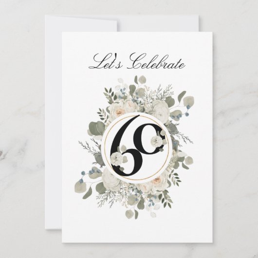 Prachtige pasta Floral 60ste JUBILEUM Kaart (Voorkant)