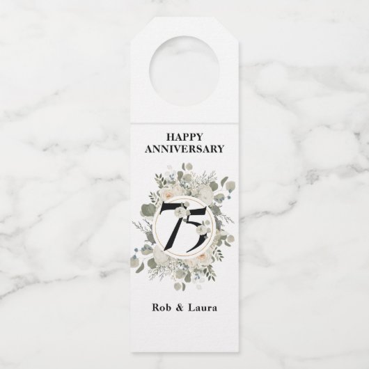 Prachtige pasta Floral 75e JUBILEUM Flessenhanger (Voorkant)