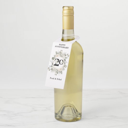 Prachtige pasta Floral met een 20e JUBILEUM Flessenhanger (Schuin)