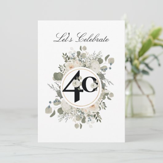 Prachtige pasteelflora 40e JUBILEUM Kaart (Staand voorkant)