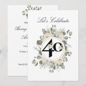 Prachtige pasteelflora 40e JUBILEUM Kaart (Voorkant / Achterkant)