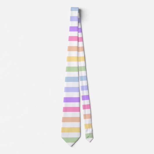 Prachtige pasteelregenboogwitte strepen stropdas (Voorkant)