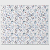 Prachtige Pastel Blauwe Winter Bloemen Cadeaupapier (Vlak)