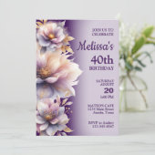 Prachtige Pastel Bloemen Verjaardag Uitnodiging (Staand voorkant)