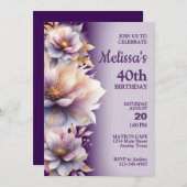 Prachtige Pastel Bloemen Verjaardag Uitnodiging (Voorkant / Achterkant)