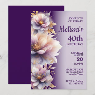 Prachtige Pastel Bloemen Verjaardag Uitnodiging