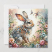 Prachtige pastel bloementuin konijn Pasen Feestdagenkaart (Voorkant)