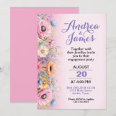 Prachtige Pastel Flowers Engagement Party Kaart (Voorkant / Achterkant)
