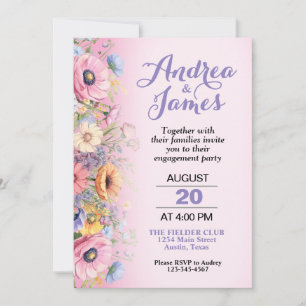 Prachtige Pastel Flowers Engagement Party Kaart