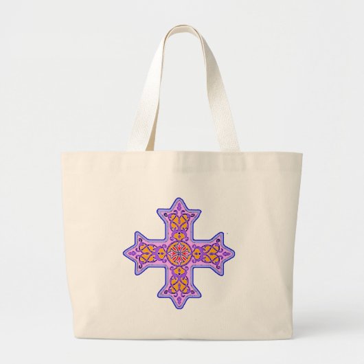 Prachtige pastel koptisch kruis grote tote bag (Voorkant)