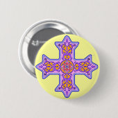 Prachtige pastel koptisch kruis ronde button 5,7 cm (Voorkant /achterkant)
