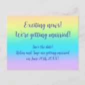 Prachtige pastel regenboogbruiloft, opslagdatum aankondigingskaart (Voorkant)