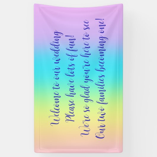 Prachtige pastel regenbooggradiënt bruiloft banner (Verticaal)