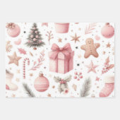 Prachtige Pastel Roze Kerst Design Inpakpapier Vel (Voorkant 3)