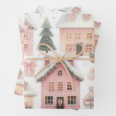 Prachtige Pastel Roze Kerst Design Inpakpapier Vel (In situ)