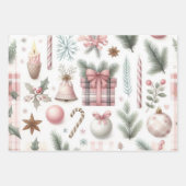 Prachtige Pastel Roze Kerst Design Inpakpapier Vel (Voorkant 2)