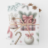 Prachtige Pastel Roze Kerst Design Inpakpapier Vel (In situ)
