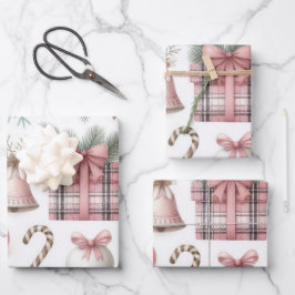 Prachtige Pastel Roze Kerst Design Inpakpapier Vel